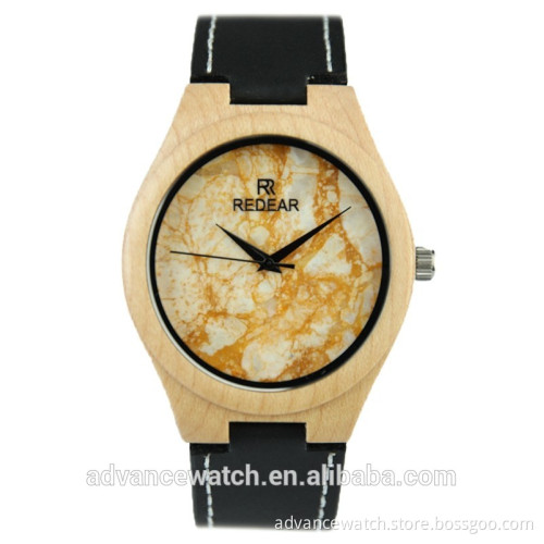 2017 quartz wood watch for men, wood slim stone watches and leather stone watch wood